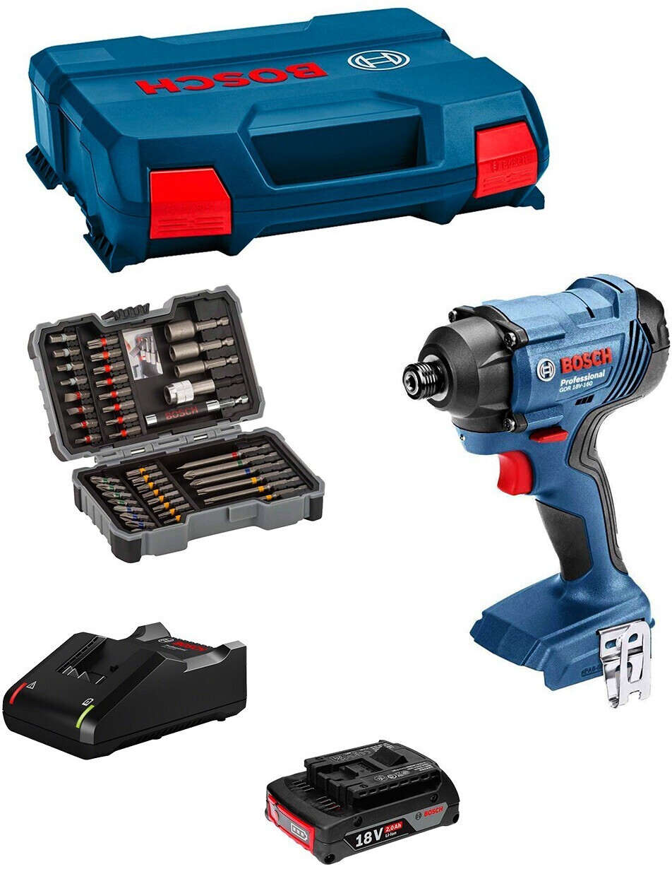 Bosch GDR 18V-160 Professional (1 x 2,0 Ah + 43 bits + Charger)