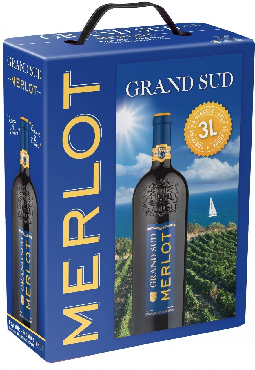Grand Sud Merlot Pays d`Oc IGP 3l Bag-in-Box ab 11,89 € | Preisvergleich  bei