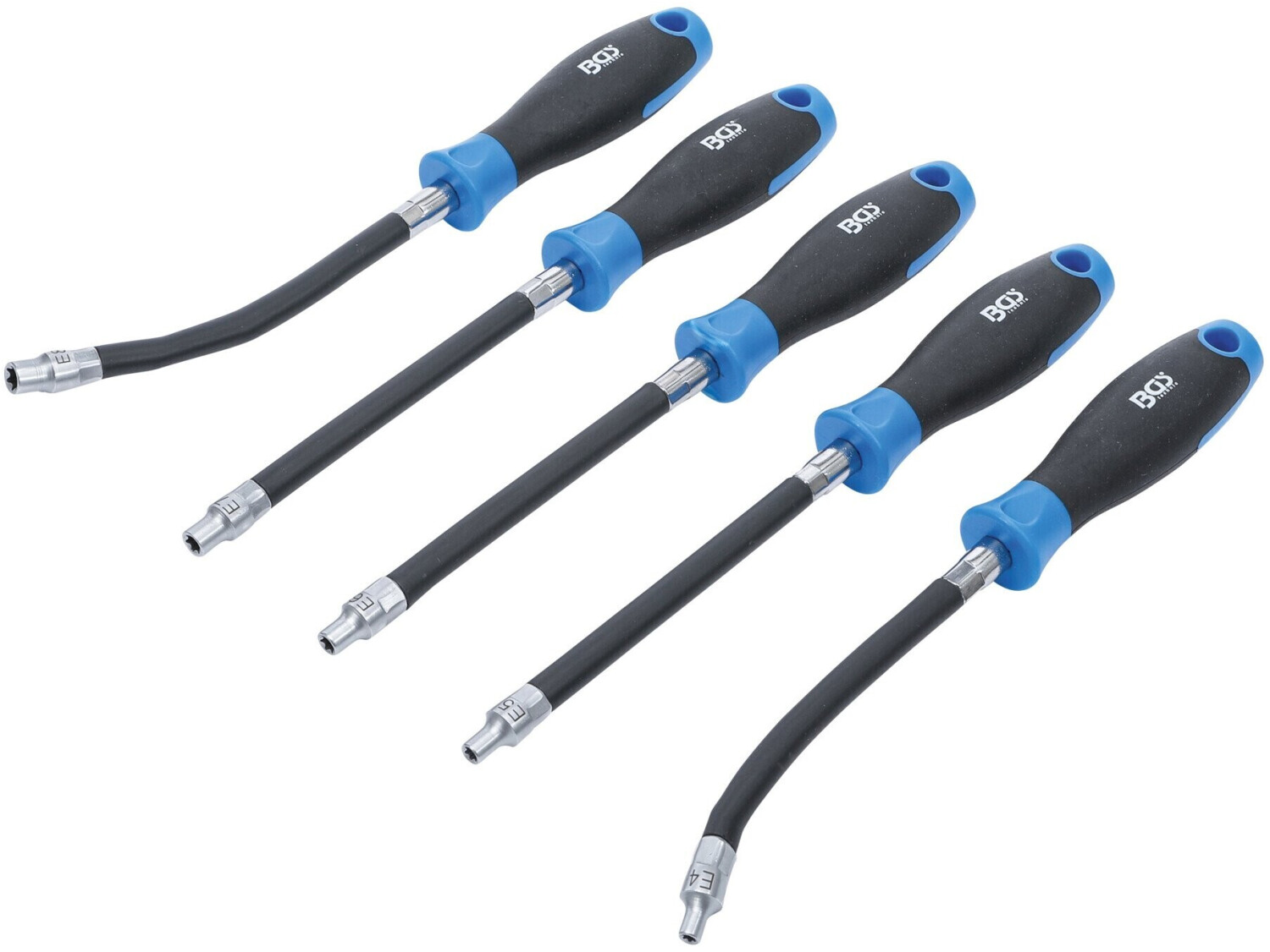 BGS Flexible screwdriver set with round handle E4 - E8 5 pieces (70019)