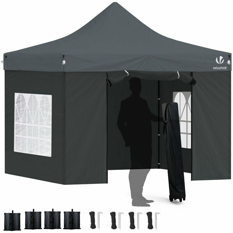 Vounot Pop Up Gazebo 3 x 3 m grey