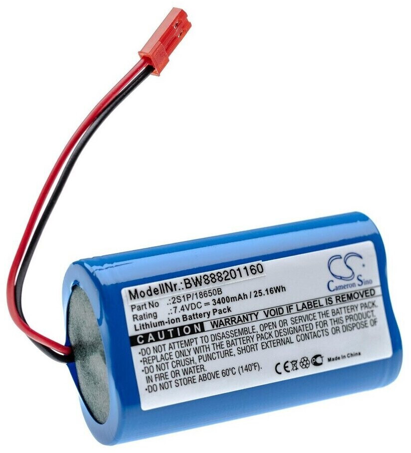 vhbw Battery replacement for Arizer 2S1P/18650B for (3400mAh, 7.4V, Li-Ion) 3400 mAh