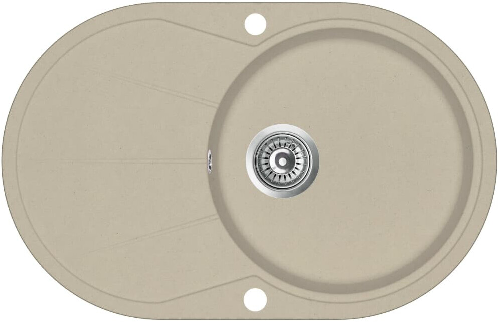 vidaXL Évier de cuisine en granit bac unique ovale beige