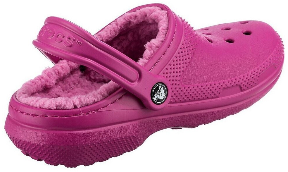 Hot pink fuzzy crocs top