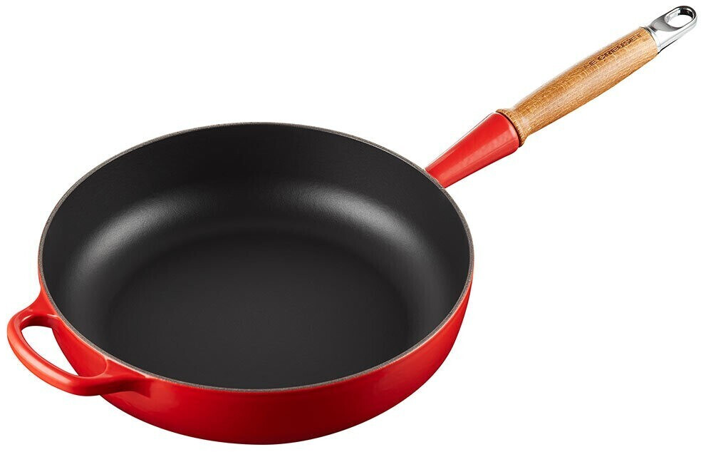 Le Creuset Signature Cast Iron Saute Pan with Wooden Handle 28 cm cherry red