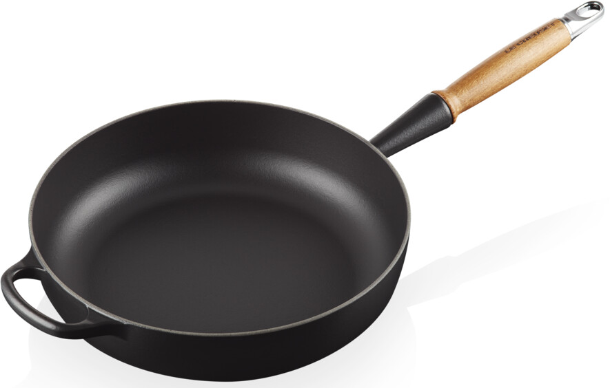 Le Creuset Signature Cast Iron Saute Pan with Wooden Handle 28 cm matte black