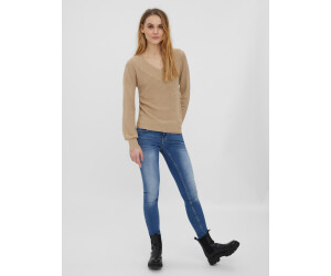 Vero Moda Vmgold Rib LS V-Neck Button Jersey De Punto, Azul, S