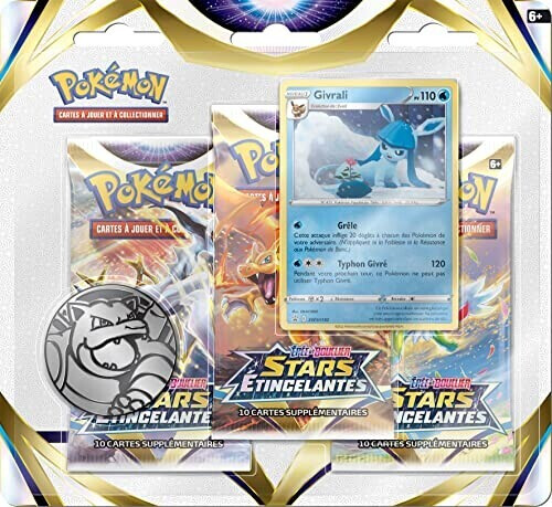 Asmodée Pokémon Pack 3 boosters Épée & Bouclier Stars étincelantes EB09 (français)