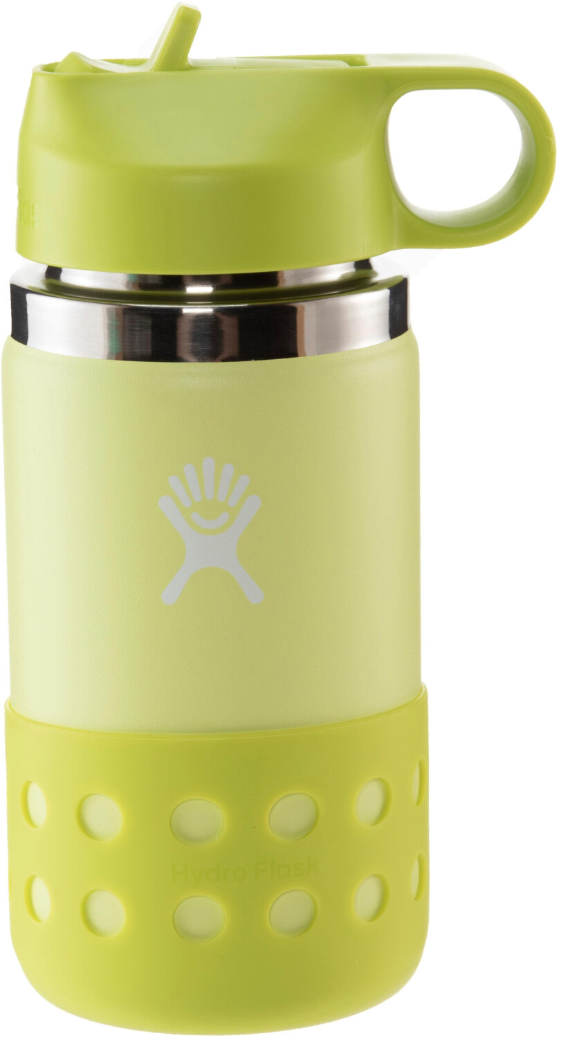 Hydro Flask Kids Wide Mouth Straw Lid & Boot Water Bottle 355ml Green