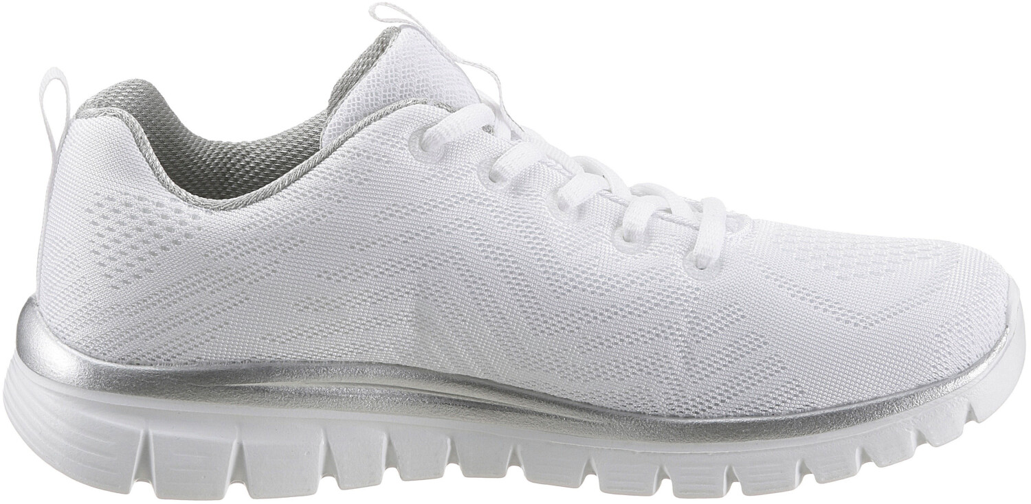 White and deals silver skechers