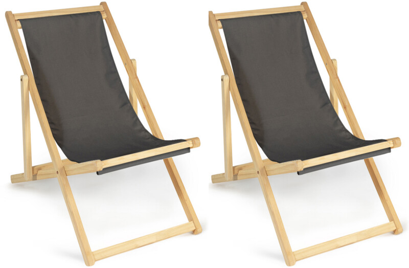 IDMarket Chilienne pliante anthracite (2 pièces)