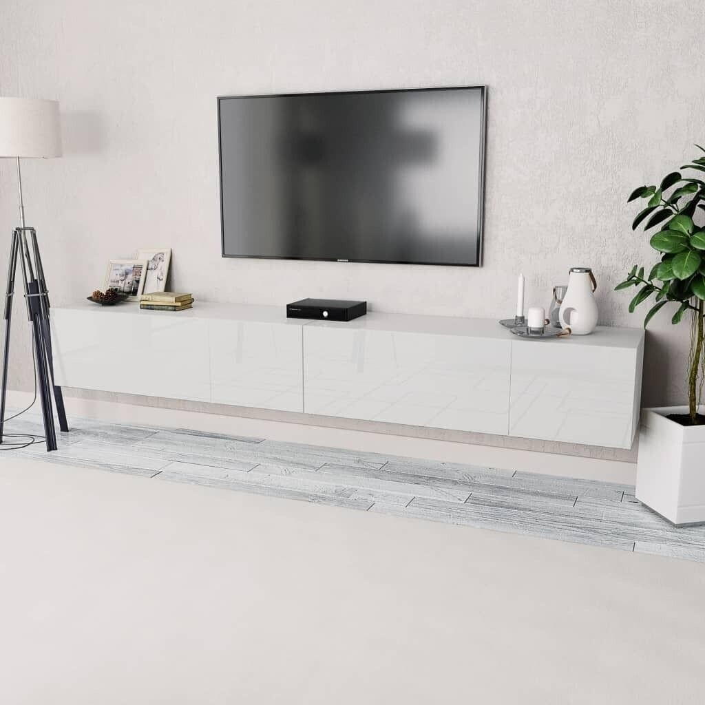 vidaXL Meuble TV 2 pcs aggloméré 120x40x34 cm blanc brillant