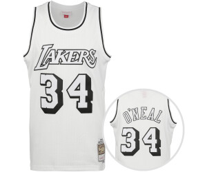 Marca Mitchell & NessMitchell & Ness Shaquille O'Neal #34 Los Angeles Lakers NBA White Swingman Jersey 