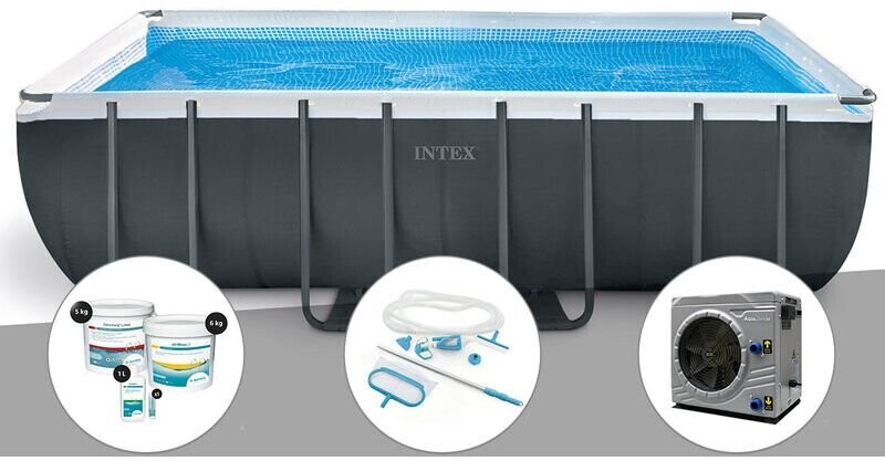 Intex Ultra XTR Frame rectangulaire 549 x 274 x 132 cm (26356GN) kit de traitement au chlore + kit d'entretien + pompe à chaleur