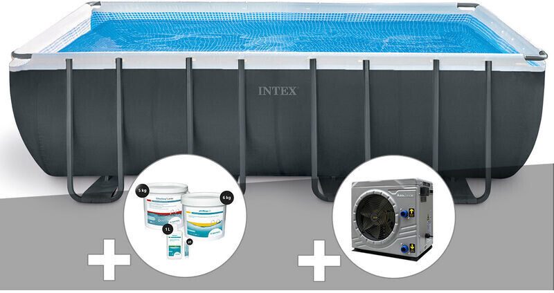 Intex Ultra XTR Frame rectangulaire 549 x 274 x 132 cm (26356GN) kit de traitement au chlore + pompe à chaleur