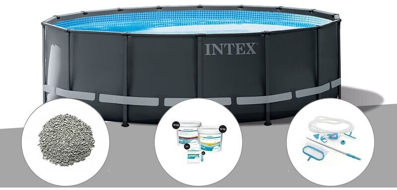 Intex Ultra XTR Frame ronde 549 x 132 cm (26330GN) 20 kg de zéolite + kit de traitement au chlore + kit d'entretien