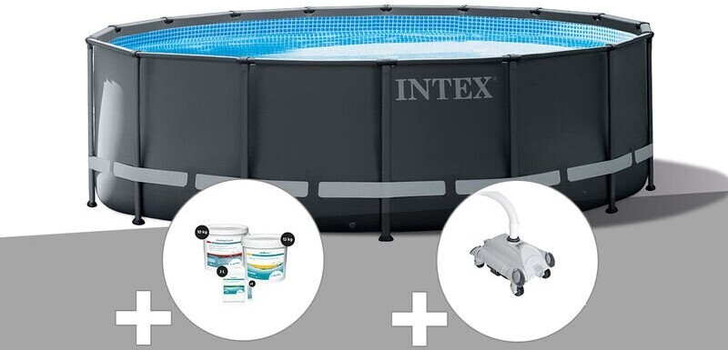Intex Ultra XTR Frame ronde 549 x 132 cm (26330GN) kit de traitement au chlore + robot nettoyeur