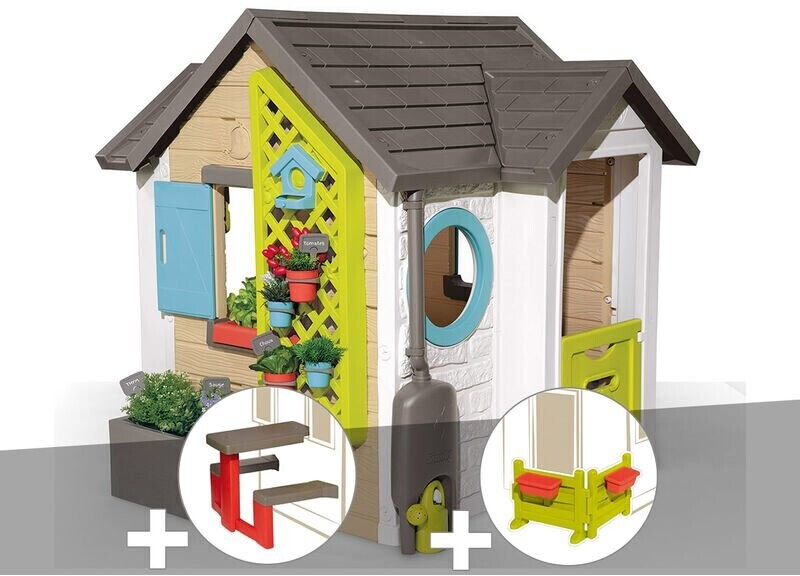 Smoby Garden House + table de pique-nique + espace jardin