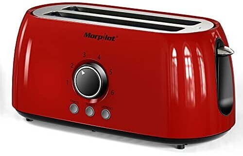 Morpilot Toaster 4 slices long slot toaster T-40 red