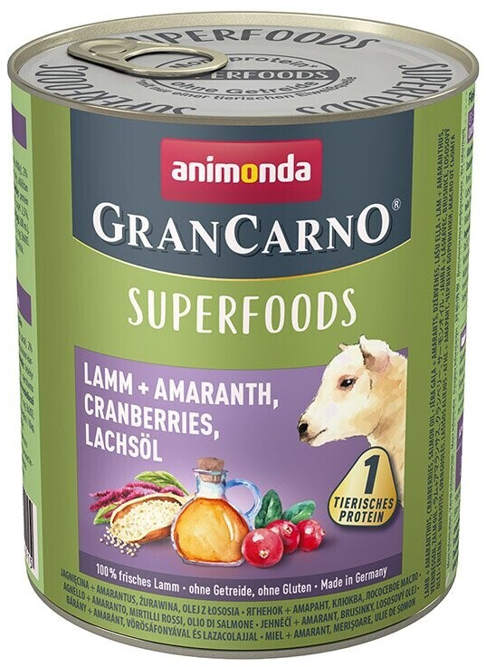 Animonda GranCarno Superfood Lamb, Amaranth, Cranberries and Salmon Oil 800g