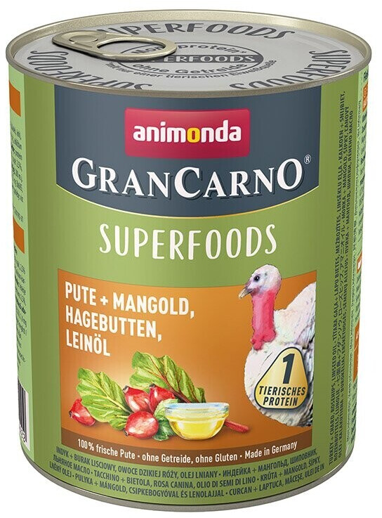 Animonda GranCarno Superfood Turkey + Mangold, Rose Hips, Linseed Oil 800g