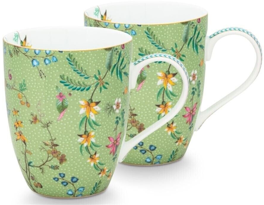 PiP Studio Jolie Flowers Cup Green 350 ml (Set of 2)