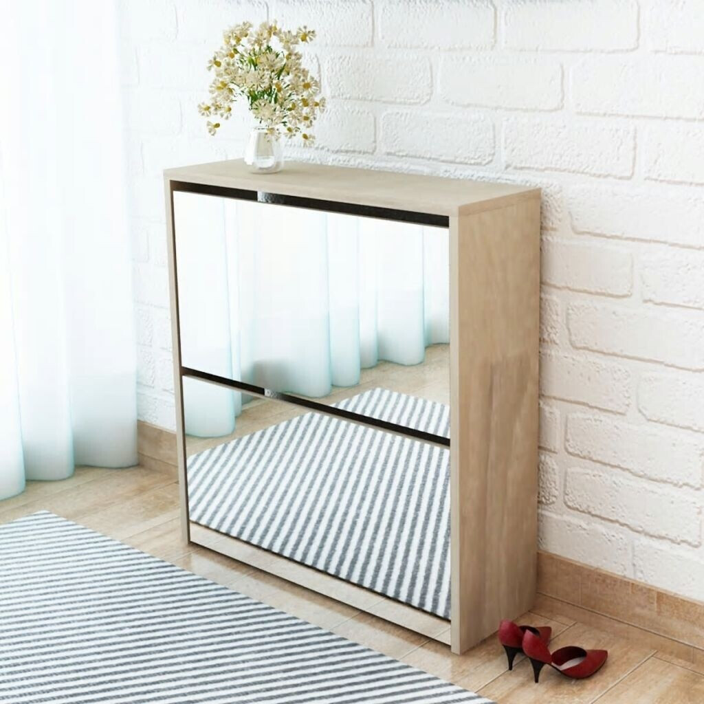 vidaXL Shoe Cabinet 2-Layer Mirror 63x17x67 cm