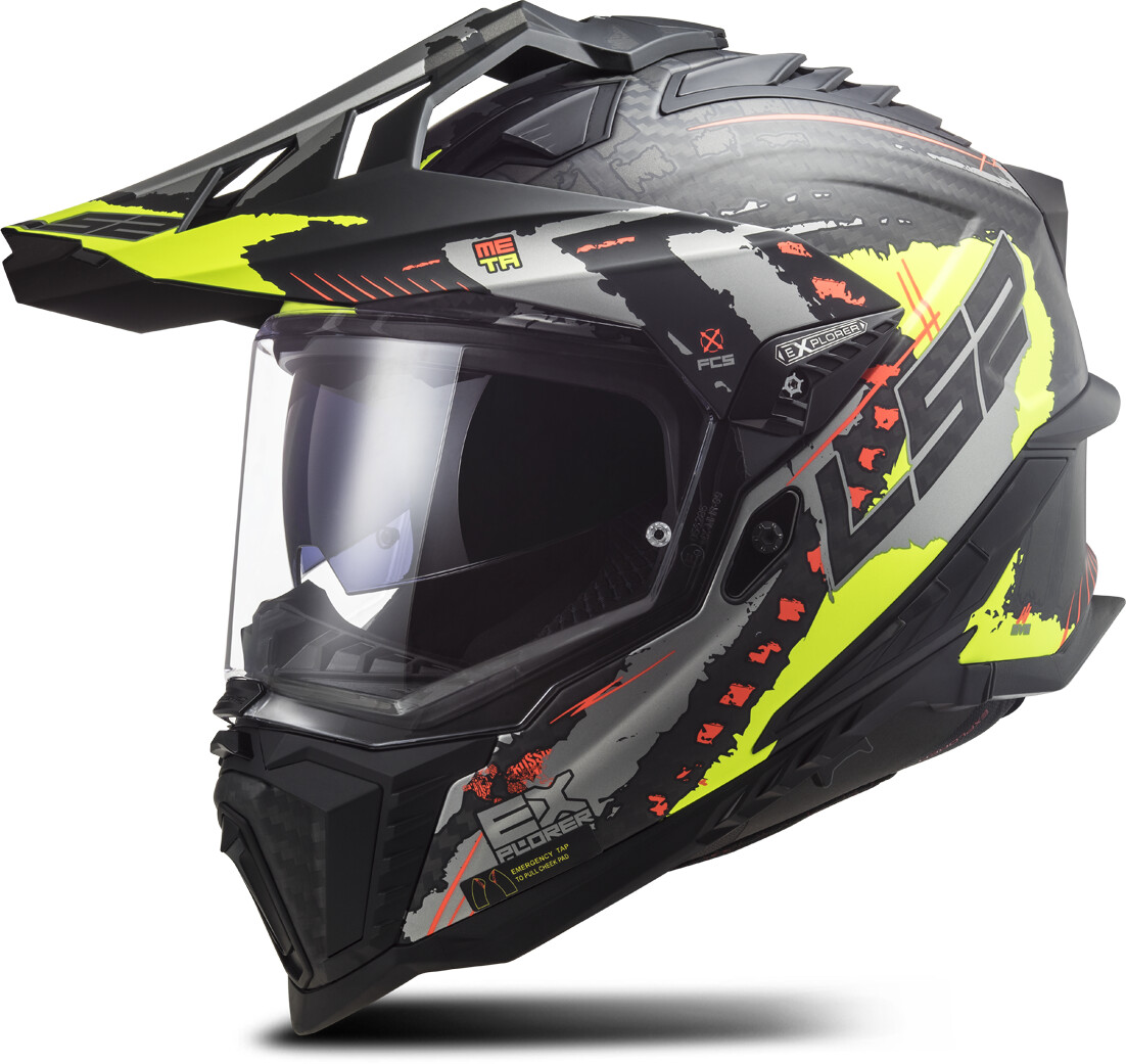 LS2 MX701 Explorer C Extend Carbon mat noir/jaune