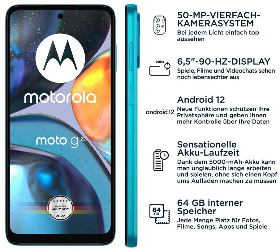 Motorola Moto G22 64GB Iceberg Blue ab € 169,99 | Preisvergleich bei