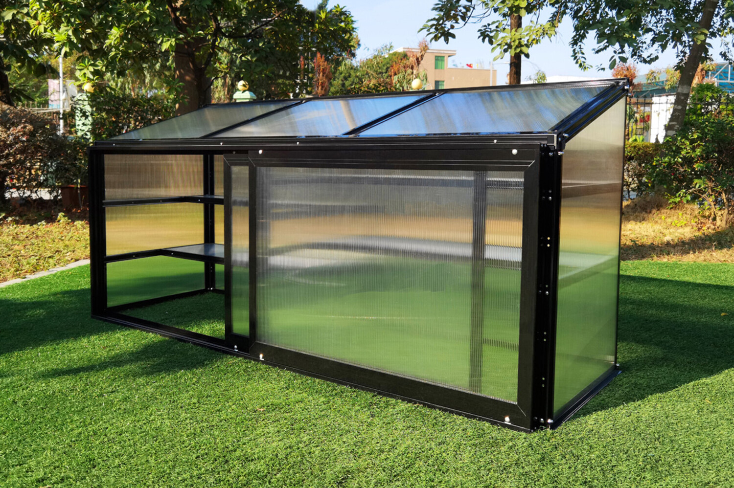 Outflexx Gewächshaus schwarz Alu/Polycarbonat 186x61x86cm schwarz