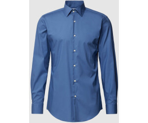 BOSS Hombres H HANK Kent C1 214 Camisa Slim Popelín De Algodón Stretch Impreso, Azul Oscuro404, 38