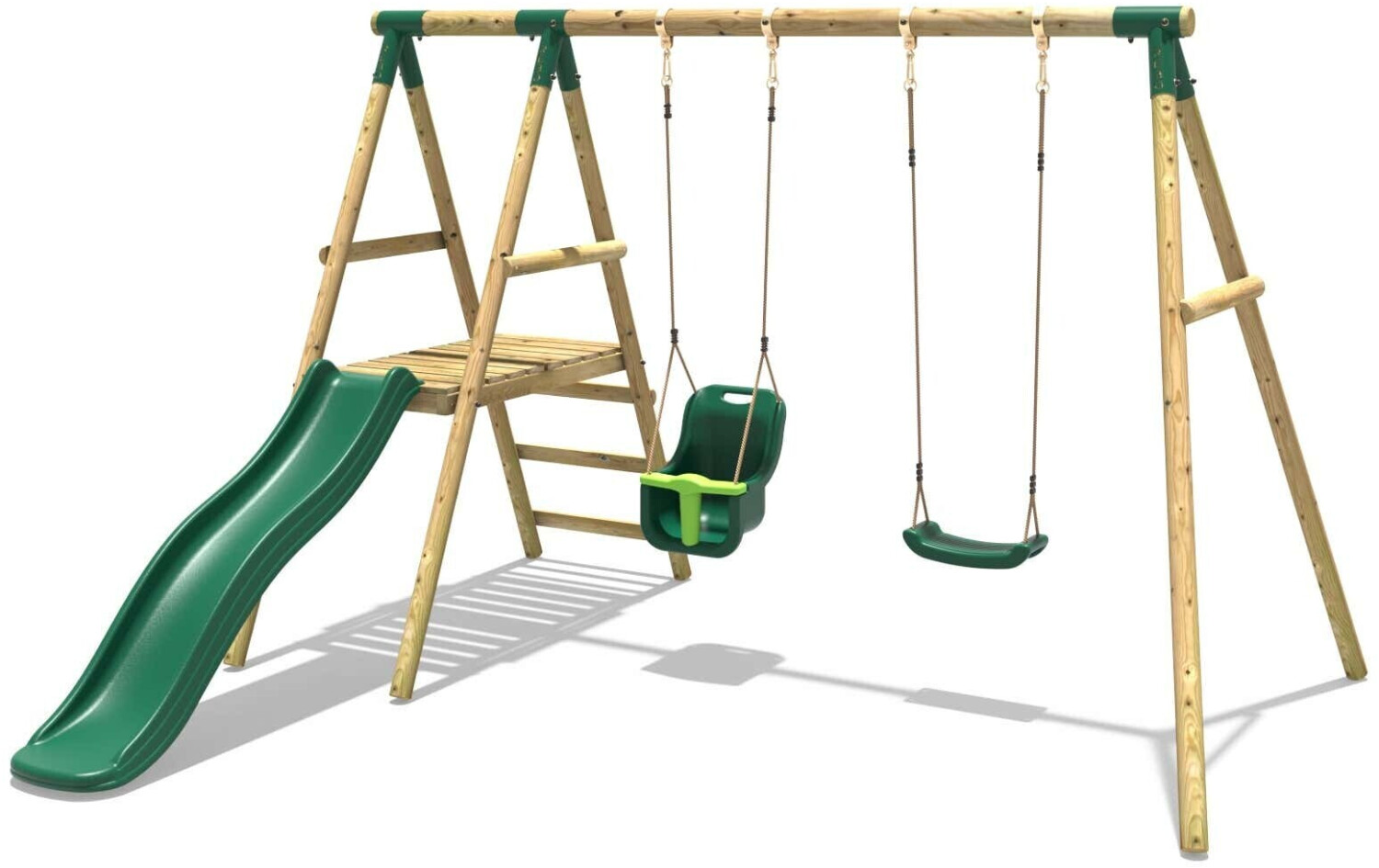 Rebo Trampolines GartenschaukelSet mit Rutsche aus Holz grün ab 419,00