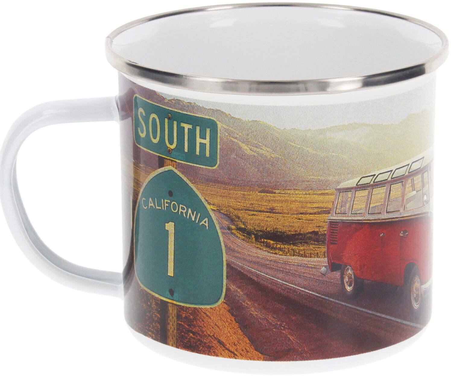 VW Collection T1 Bulli Enamel Mug (500 ml) Highway 1