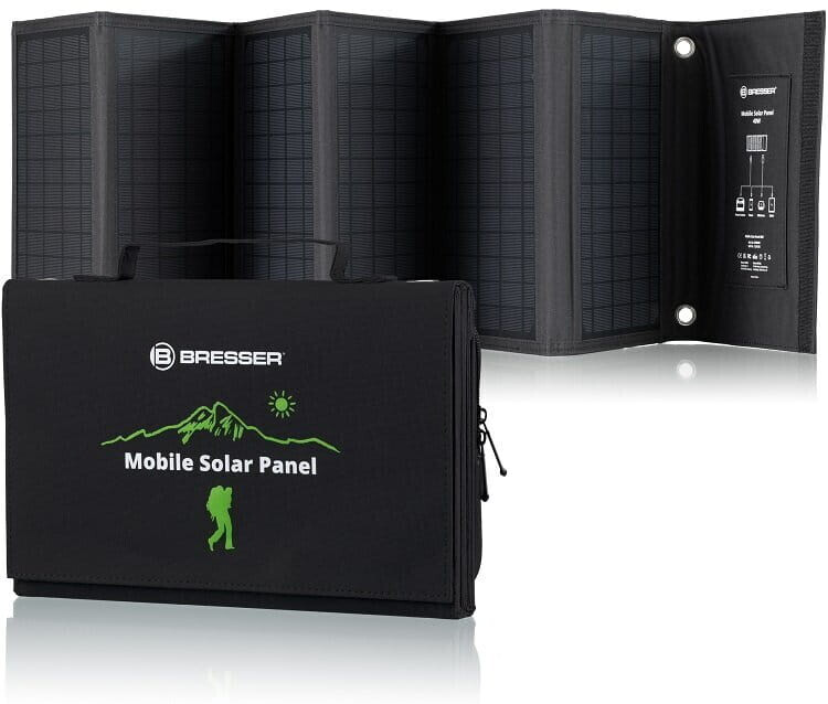 Bresser Cargador Solar Móvil Ultracompacto 40W con Salida USB y DC