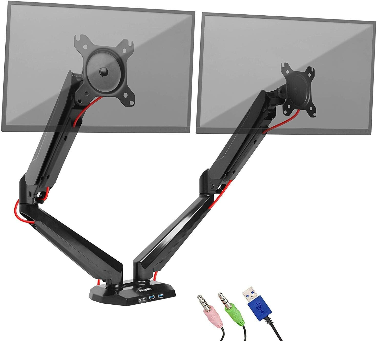 Duronic Dual Monitorhalterung Mit Gasfeder – Für 2 Monitore Bis 32 Zoll, Höhenverstellbar, Neigbar, Schwenkbar