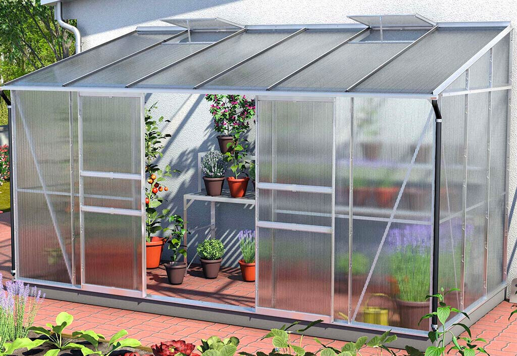 LAMS Serre de jardin Mélissa aluminium et verre trempé