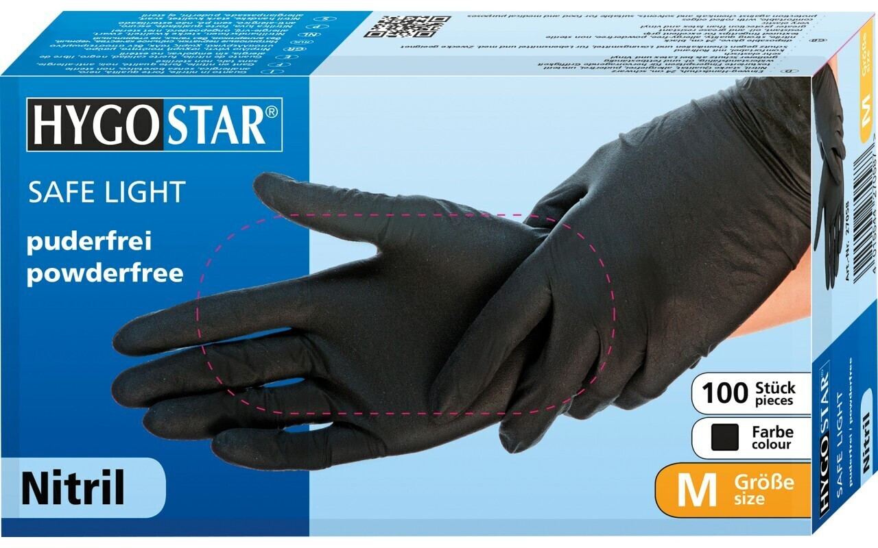 Hygostar Safe Light Nitril powderfree black M (100 pcs.)