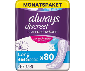 Always Discreet Binden 10 Stück 2 Packungen lang für Blasenschwäche und Inkontinenz