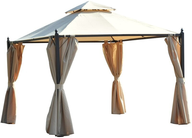 Outsunny Tente de réception style colonial beige 3 x 3 m