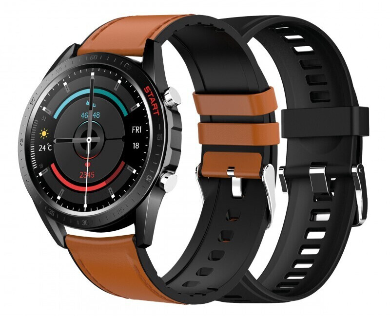 DCU Tecnologic Smartwatch Elegance 2 straps brown leather/black silicone