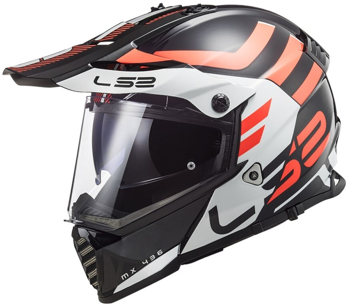 LS2 Pioneer Evo MX436 Adventurer noir/blanc/orange