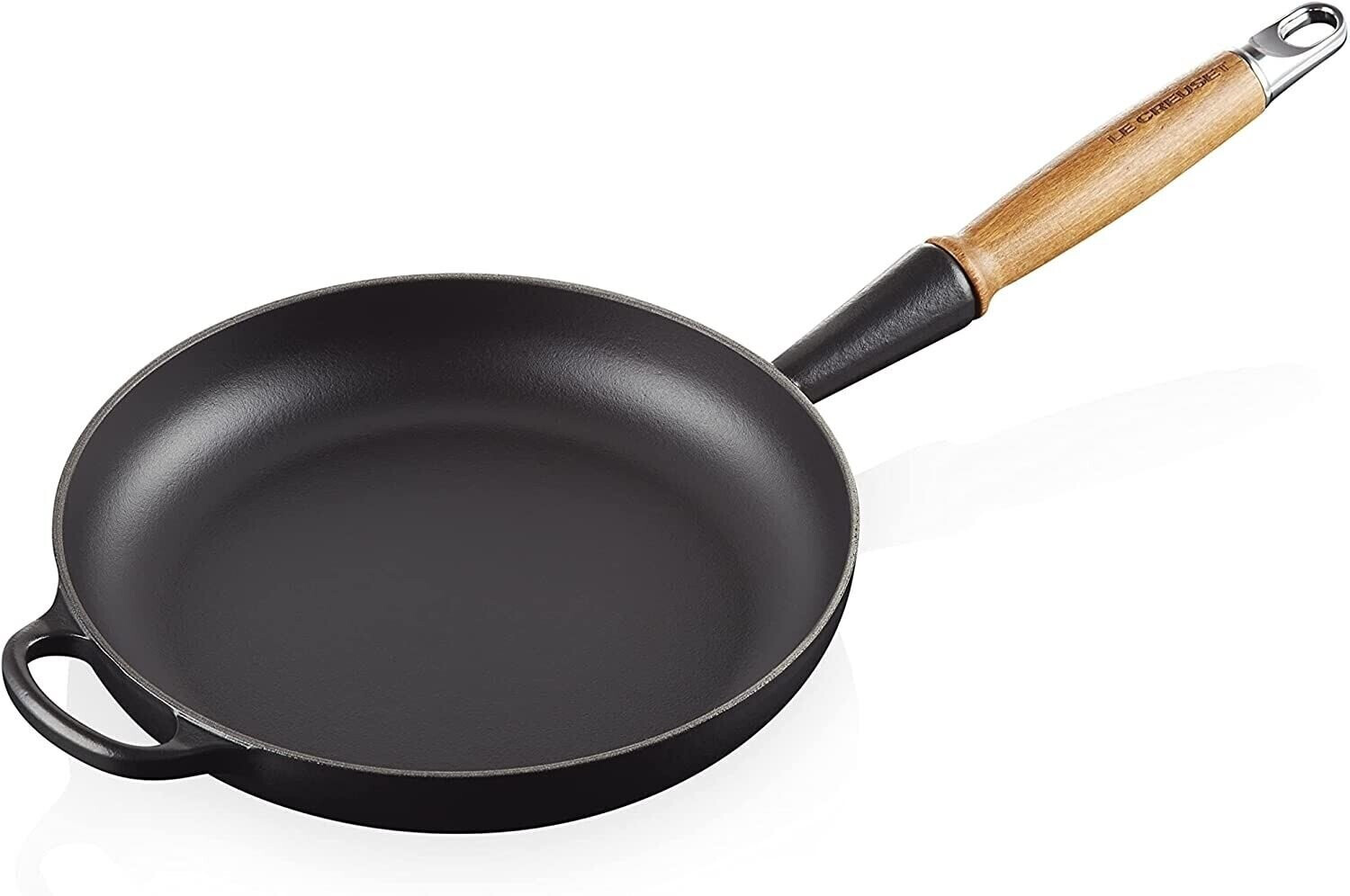 Le Creuset Signature Cast Iron Frying Pan with Wooden Handle 24 cm matt black