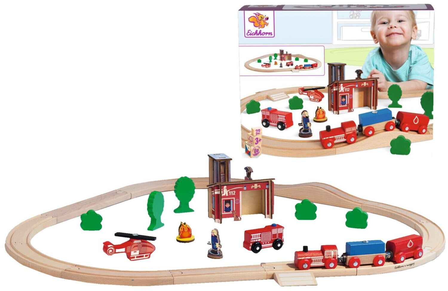 Eichhorn Wooden train fire department 29 pcs.