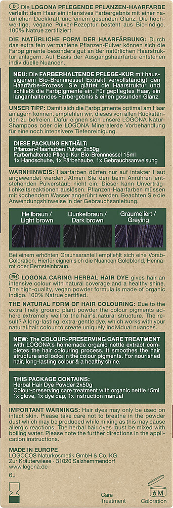 Logona Pflegende Pflanzen-Haarfarbe Pulver Bio-Henna Indigo Schwarz (100g)  ab 8,39 € | Preisvergleich bei