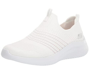 Ladies white slip on skechers best sale