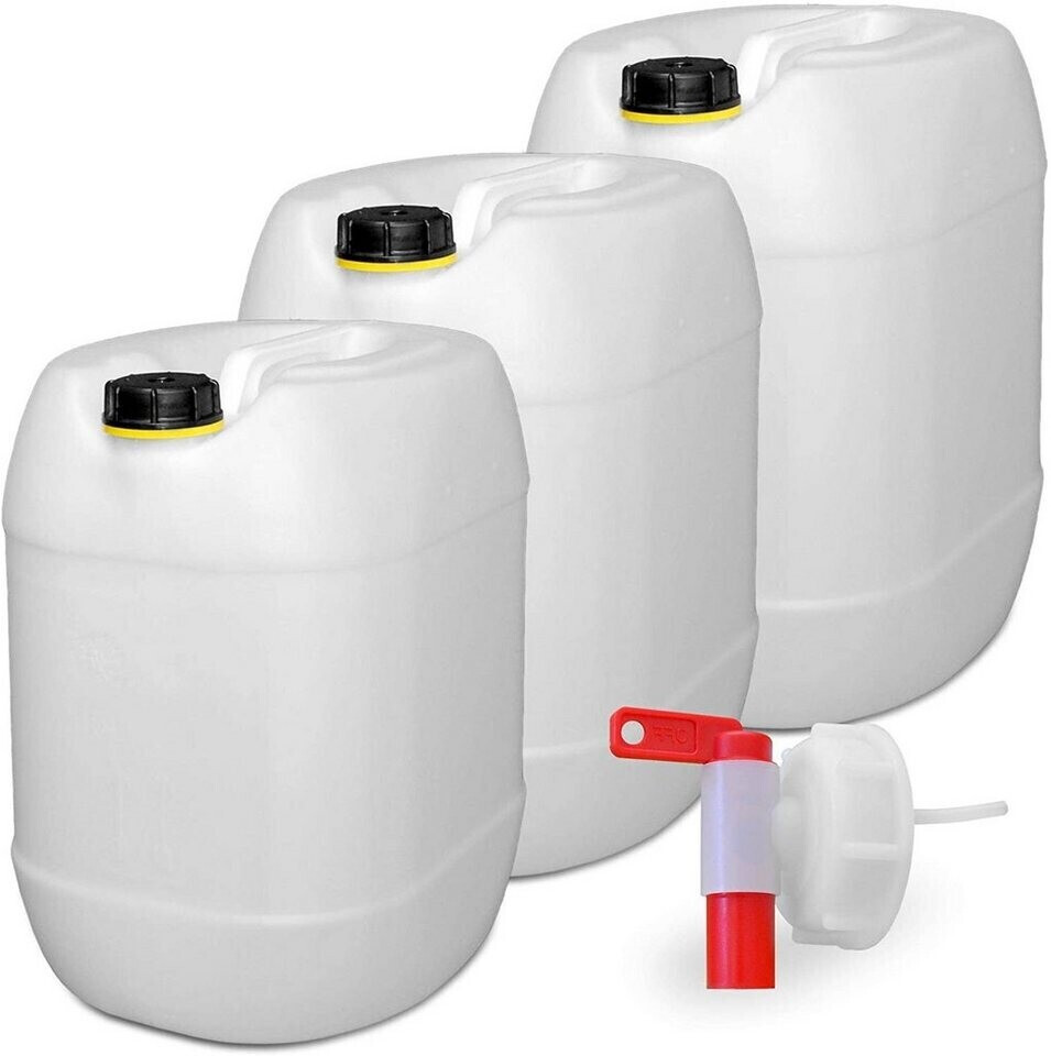 plasteo® 30 Liter Getränke- Wasserkanister Natur mit Schraubdeckel