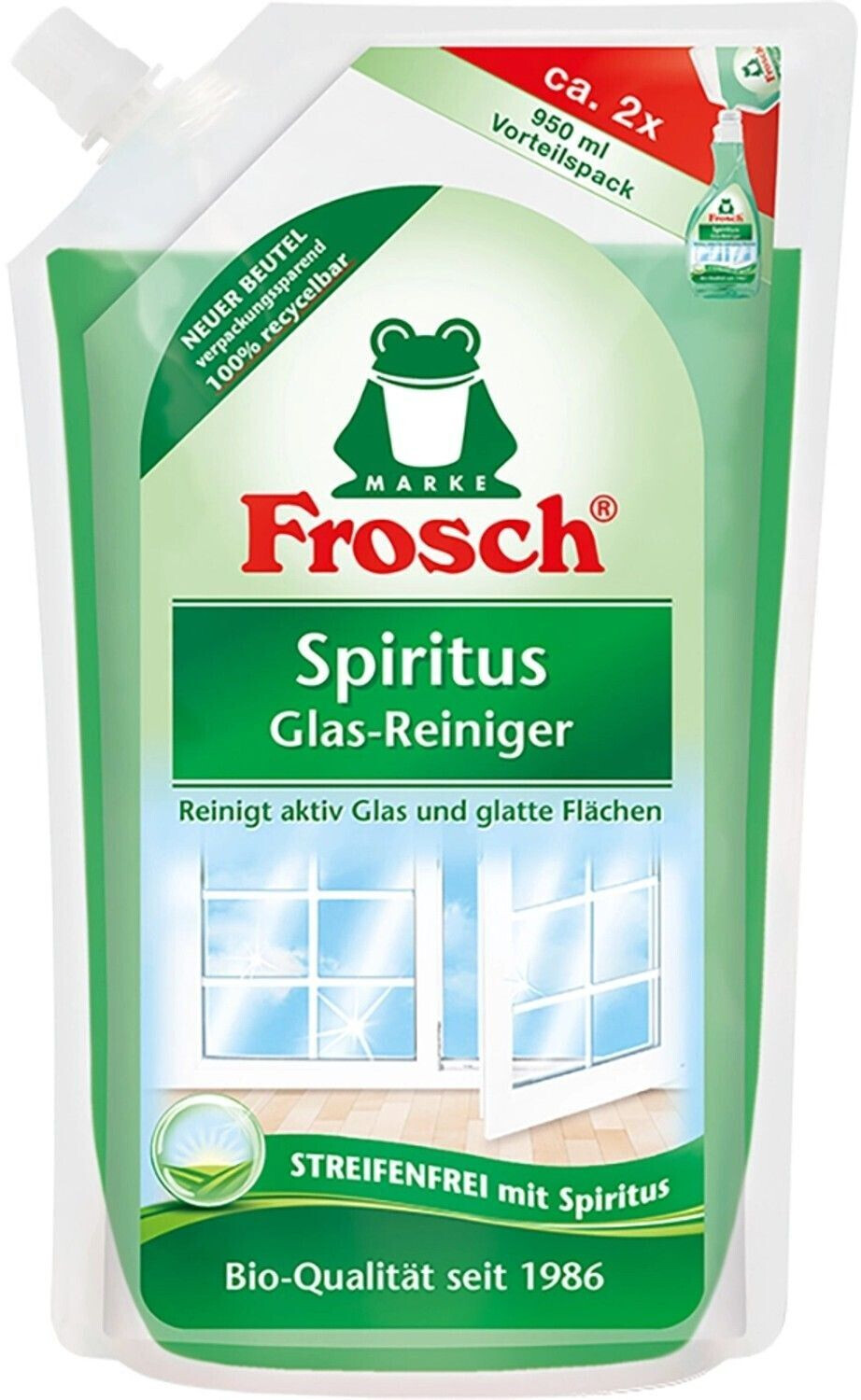 Frosch Glas-Reiniger Spiritus, Nachfüllpack 950 ml