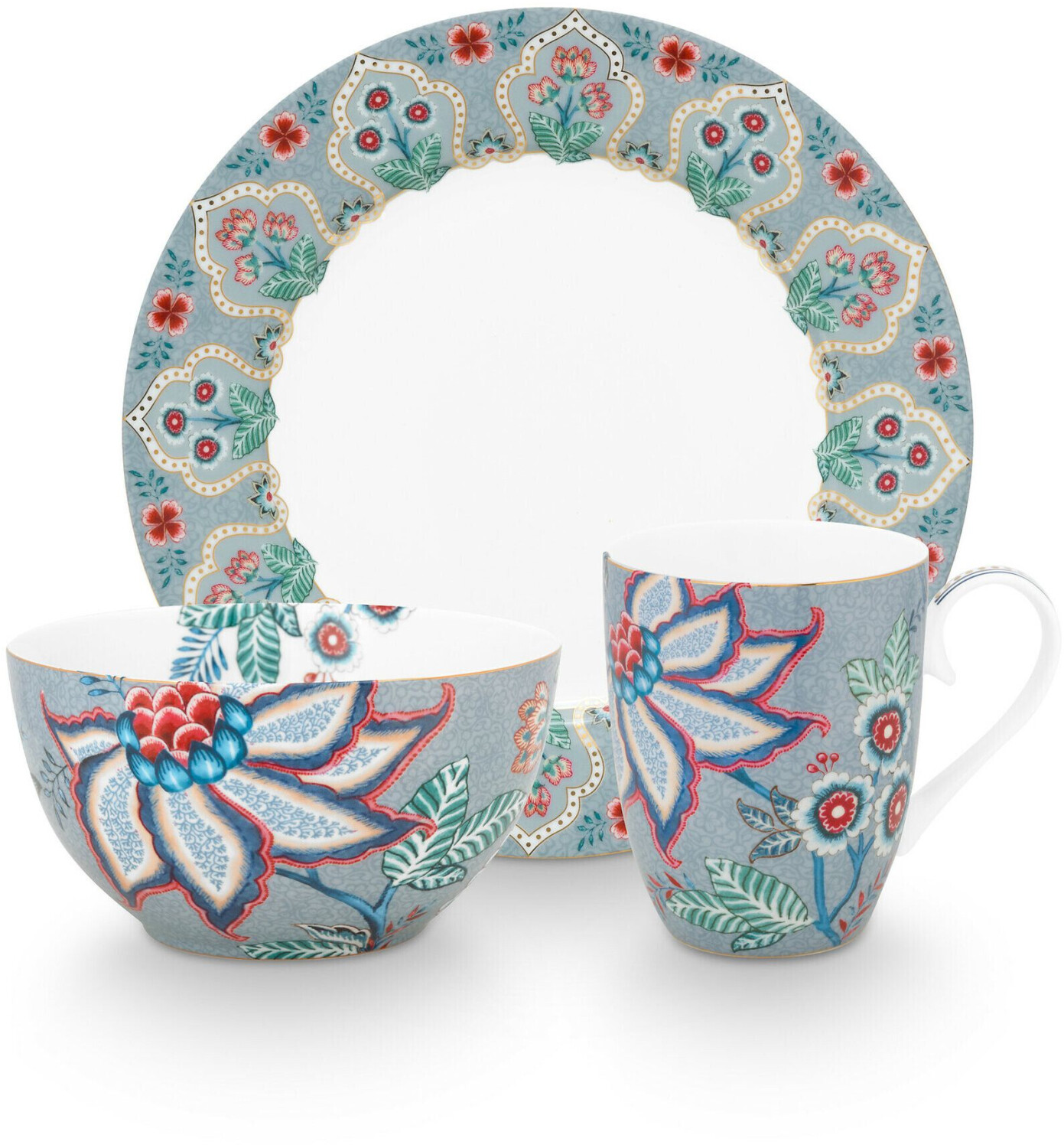 PiP Studio Breakfast Set Flower Festival Light Blue (3-pcs.)