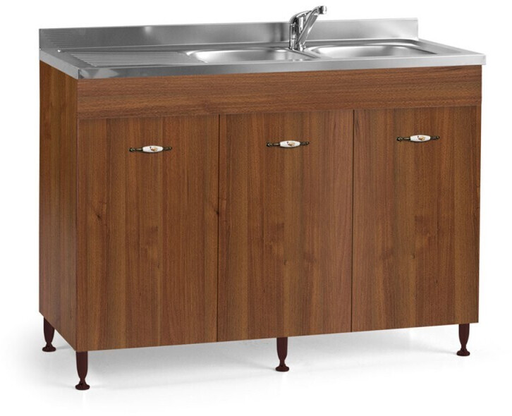 Robuschi Under-sink cabinet reversible 3 doors (120x50x85 cm) walnut wood