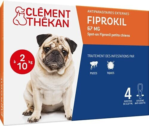 Clément Thékan Fiprokil 67 mg petits chiens 2-10 kg 4 pipettes
