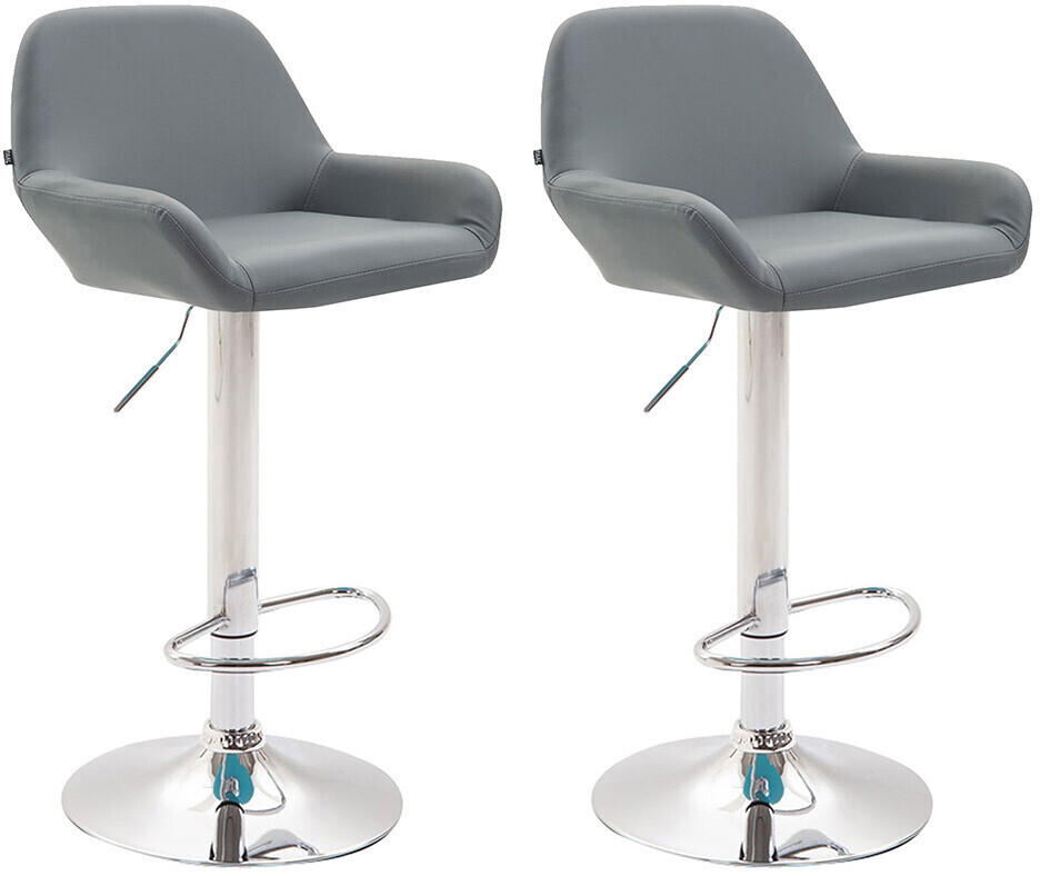 CLP Braga Faux leather bar stool 2 pieces Silver/Grey